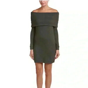 Splendid Gray Off Shoulder Thermal Cotton Blend Long Sleeve Mini Dress Size S
